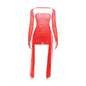 Valentine Mesh Women Mini Dress Fashion Solid Strapless Ribbons Tassel Body-shaping Vestidos+Seperately Full Sleeve Gloves