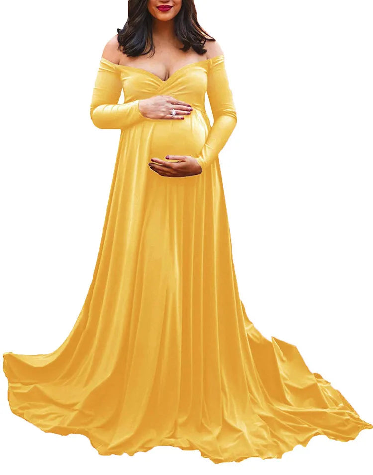 2021 European Polyester/ Cotton Pregnant Women's V-neck One-piece Dress for Photography