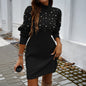 Bestseller Women's Clothing Cross-Border 2024 Autumn Winter Elegant Style Turtleneck Hip-Wrapped Sweater Dress