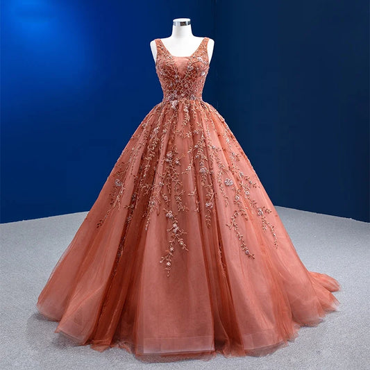 Jancember 222195 Elegant Sleeveless Appliques Evening Dress for Women