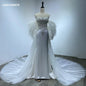 Off Shoulder Detachable Tail Wedding Dress Beaded Pearls Bridal Gown Sequined Feather Backless Gown Wm22