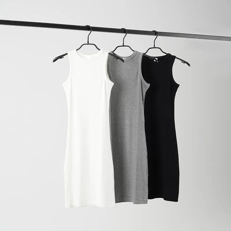 Women's Soft Lounge Ribbed Sleeveless Maxi Dress Slimming Fit Comfortable Modal Dress for Female Bodycon Causal Dress