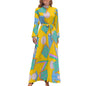 Print on Demand Wholesale Long Sleeve Women's Casual Dress Streetwear Floral Printed Elegant Maxi Dress for Woman