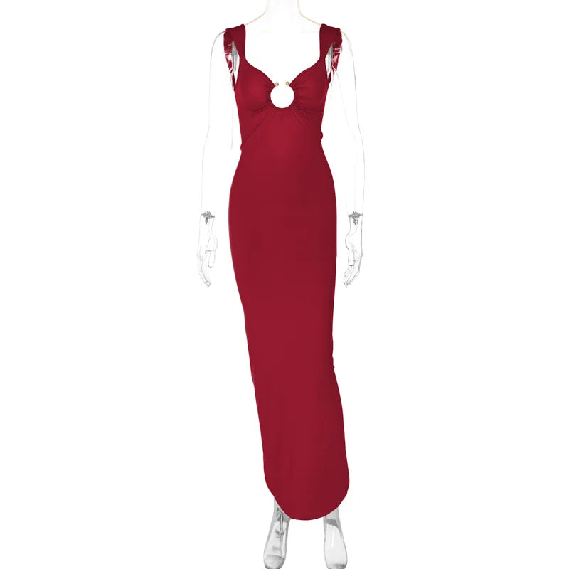 2025 Women Elegant Beach Party Dress V-Neck Sleeveless Bodycon Summer Long Dresses White Backless Maxi Dress