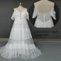 1241#Spaghetti Straps Backless Flare Sleeve Bohemian Boho Beach Wedding Dresses Champagne Bridal Dresses Vestidos De Renda