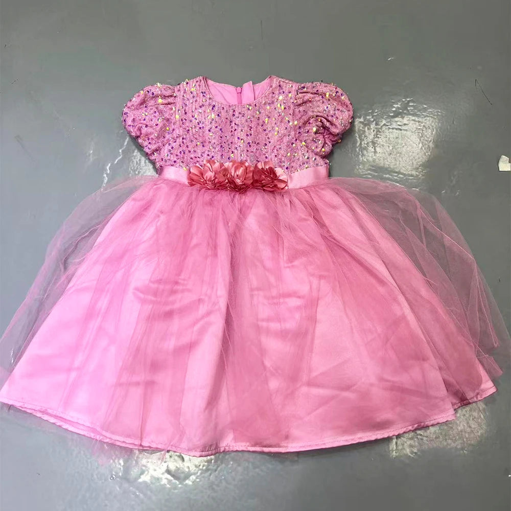 2026 Summer Princess Party Gowns Girls ODM-supplied Solid Pattern Kids Women Dress with Lace Length