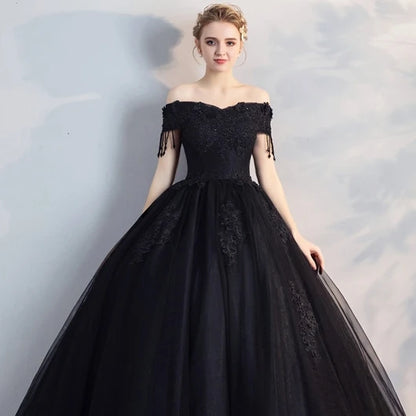 Wholesale Feishiluo Modern Off-Shoulder Lace Sweetheart Neckline A-Line 100% Polyester Evening Dress Women Floor Length
