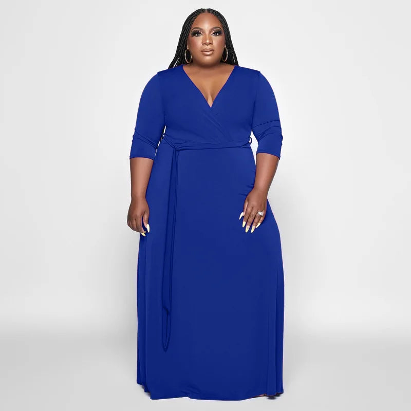 2022 New Arrival Women's Clothing With Belt Solid Color Fashion Long Dresses Women Plus Size Womens Dresses