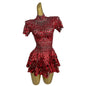 Fashion Short Sleeve Sequin Night Club Party a Line Dress Las Vegas Show Stage Performance Festival Outfit Dancer Costumes