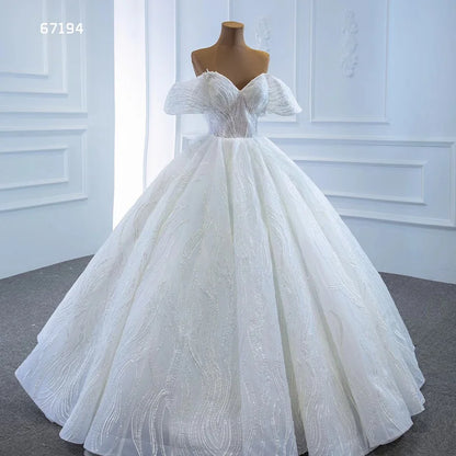Jancember RSM67194 Off Shoulder Elegant Lace Applique Bride Wedding Dress
