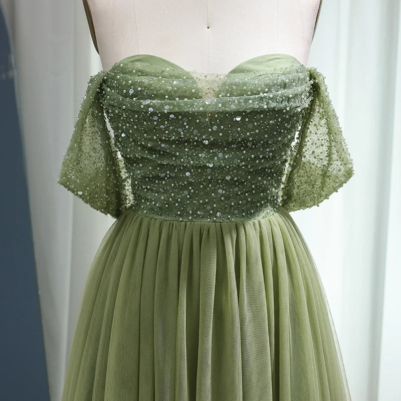 Jancember LSCZ93 Elegant Plus Size Beading Organza Party Gown Evening Dress for Women