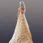 Brand  Vintage Lace Champagne Wedding Dress Bridal Gowns With Lace Handmade Flowers Online Sale Bridal Dress Wedding Gown