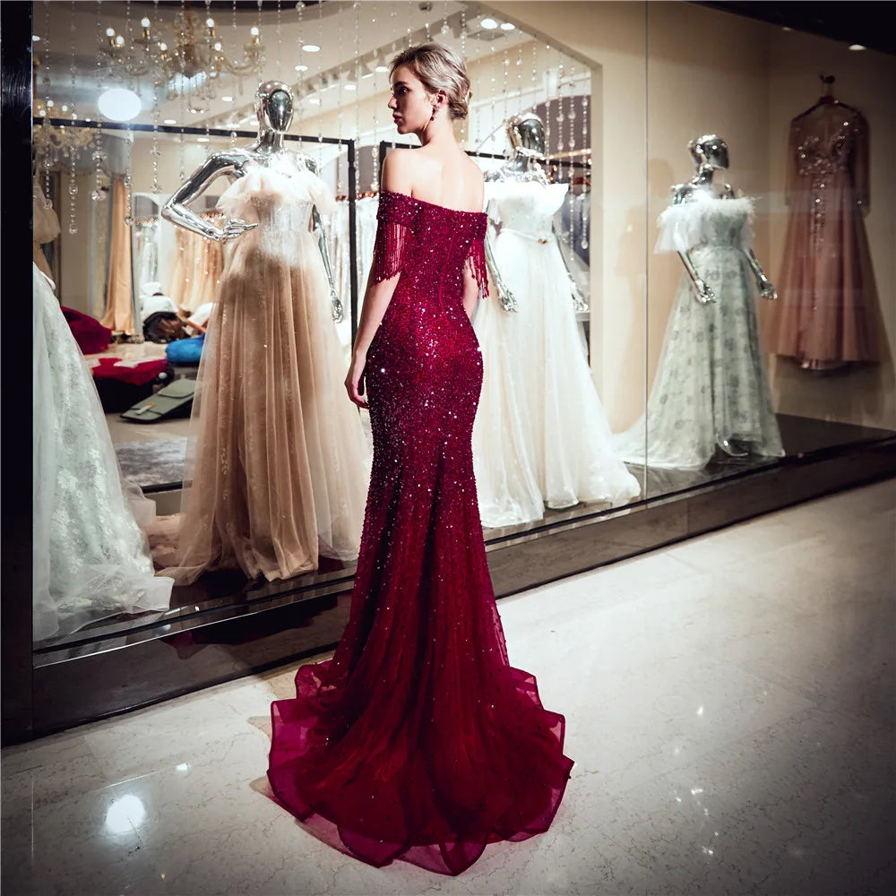 Red Color Western Party Wear Dress Sweetheart  Evening Dress Mermaid Long Lady Prom Dresses  PE24-1
