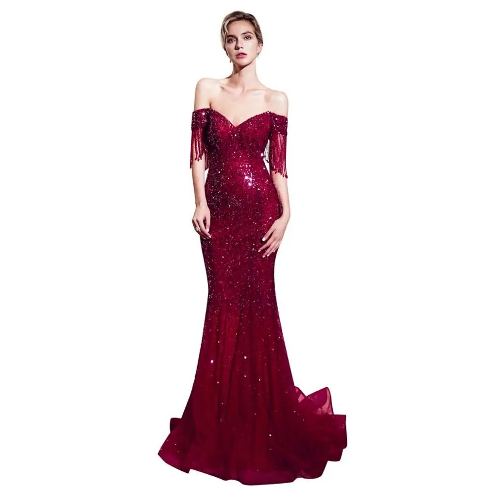 Red Color Western Party Wear Dress Sweetheart  Evening Dress Mermaid Long Lady Prom Dresses  PE24-1