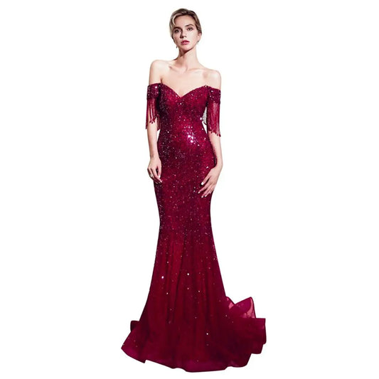Red Color Western Party Wear Dress Sweetheart  Evening Dress Mermaid Long Lady Prom Dresses  PE24-1