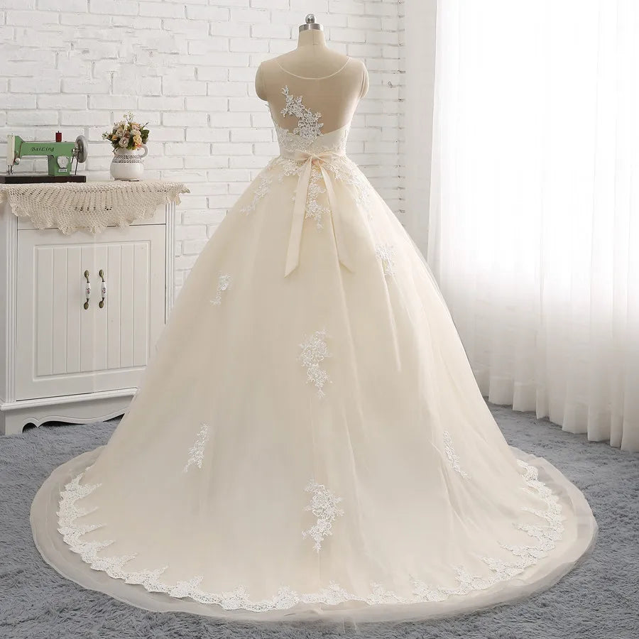 2023 Princess Wedding  Dress Arab Wedding Dress 2021 Vestido De Novia Lace Appliques Beaded Princess Tulle Wedding Dresses
