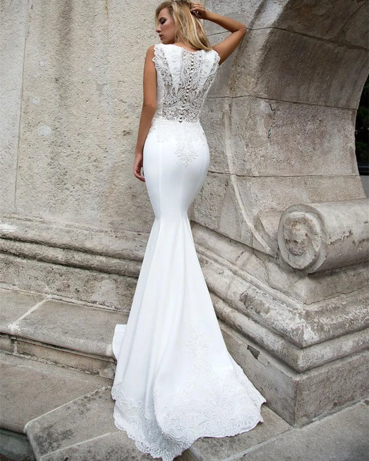 White Wedding Gown Bridal Dress Robe De Mariage 2023 Lace Wedding Dress Bridal Gowns African Mermaid Bridal Gown