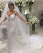 Bling Sequin Mermaid Wedding Gown Vestido  Novia Sweetheart Open Back Chapel Train Bridal Gown Brand  Afraic Style Wedding Dress