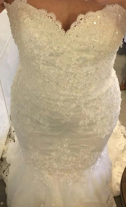 XN1816 Elegant Sweetheart Neck Mermaid Wedding Dress 2022 Lace Appliques Sweep Train Custom Made Bridal Gown