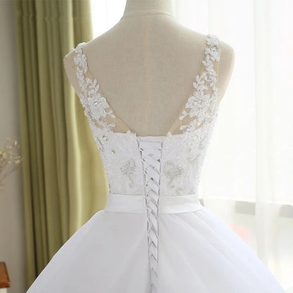BEPEITHY V Neck Vintage Wedding Dress With Belt Vestido De Novia Casamento Beadings Bridal Gowns Brand  Ball Gown