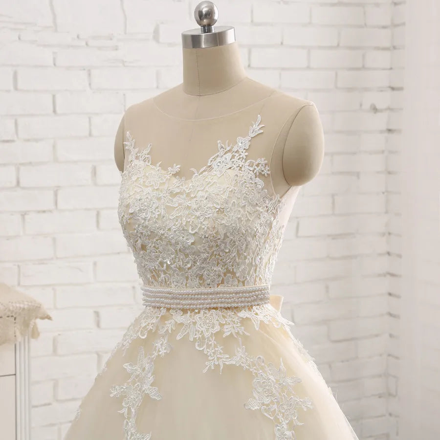 2023 Princess Wedding  Dress Arab Wedding Dress 2021 Vestido De Novia Lace Appliques Beaded Princess Tulle Wedding Dresses