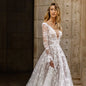 Spring New Wedding Dress Women's Solid Color Sexy V-neck Dress