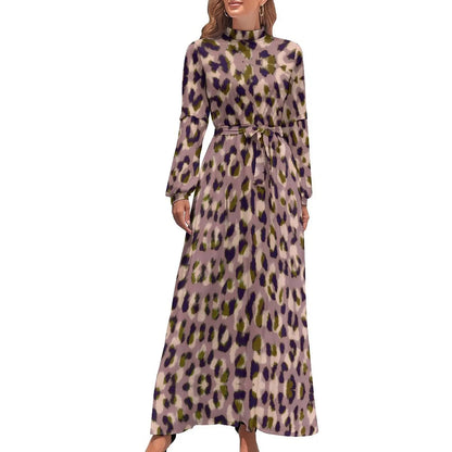 Print on Demand Wholesale Long Sleeve Women's Casual Dress Streetwear Floral Printed Elegant Maxi Dress for Woman