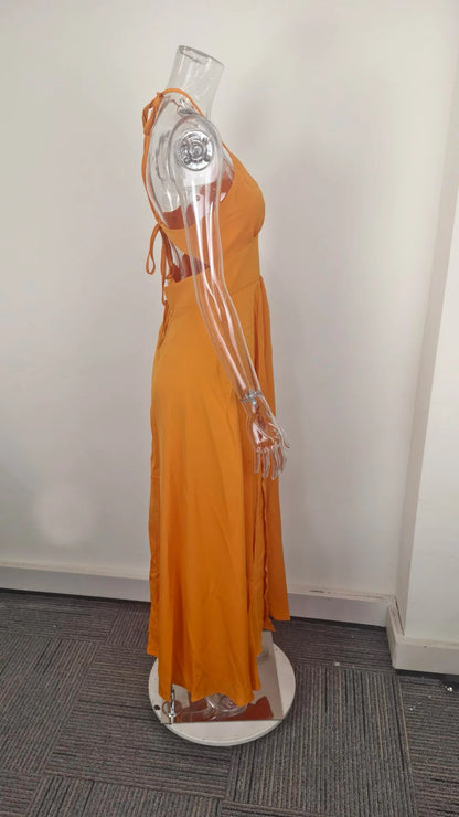 Cross-border  Spring New European American Women's Fashion Solid Color Chiffon Anti-Static Sexy Slim Split Ear Side Long