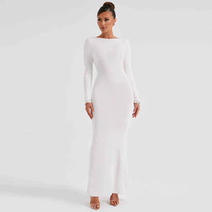 Custom Straight Knitted Mock Dress Slim Styles Solid Sweater Halter Dresses Backless Women Lady Elegant
