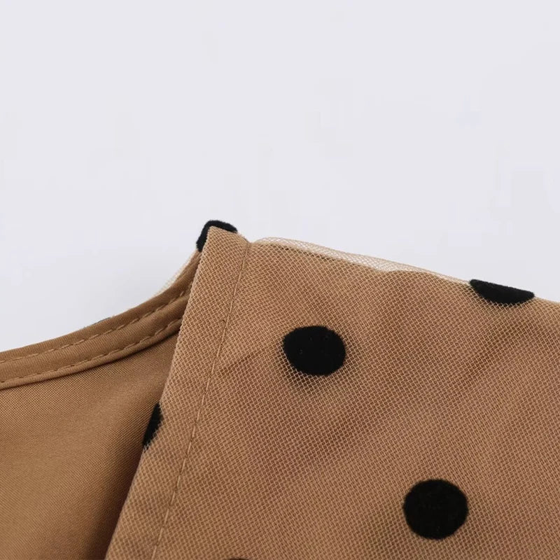 ZATRHMBM 2026 Spring/Summer New Fashion Women's Polka Dot V-Neck Dress Retro Casual Elegant Long-Sleeved Dress