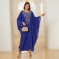 Beach Abaya in Rayon with Gold Embroidery and Batwing Sleeves for Vacation Available on for (24 Colors) L4125