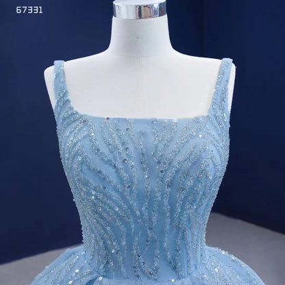 Feishiluo  Luxury Wedding Dresses Blue Bridal Ball Gown Bling Bead Lace Ball Gowns for Women Fashion  Dress Custom Made