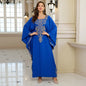 Beach Abaya in Rayon with Gold Embroidery and Batwing Sleeves for Vacation Available on for (24 Colors) L4125