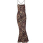 2023 Sexy Summer Backless Leopard Print Dress Sleeveless Vestidos Mujer Maxi Party Wear Dresses for Women