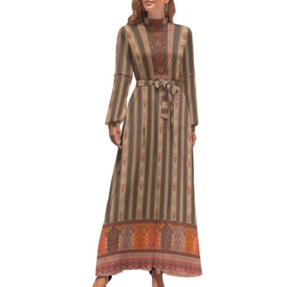Print on Demand Wholesale Long Sleeve Women's Casual Dress Streetwear Floral Printed Elegant Maxi Dress for Woman