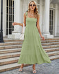 Summer Rayon Women Dress Dot Printing Elegant Dresses Smocking Backless Spaghetti Strap Dress