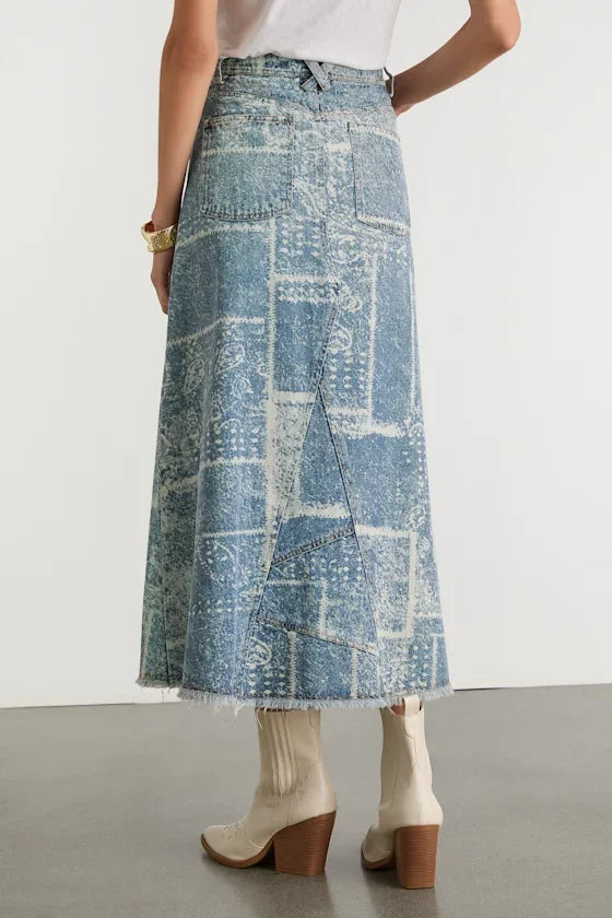 Women's Casual Logo Denim Slit Dress Maxi Length Pencil Silhouette Plus Size Winter Print Pattern-for Summer and Spring