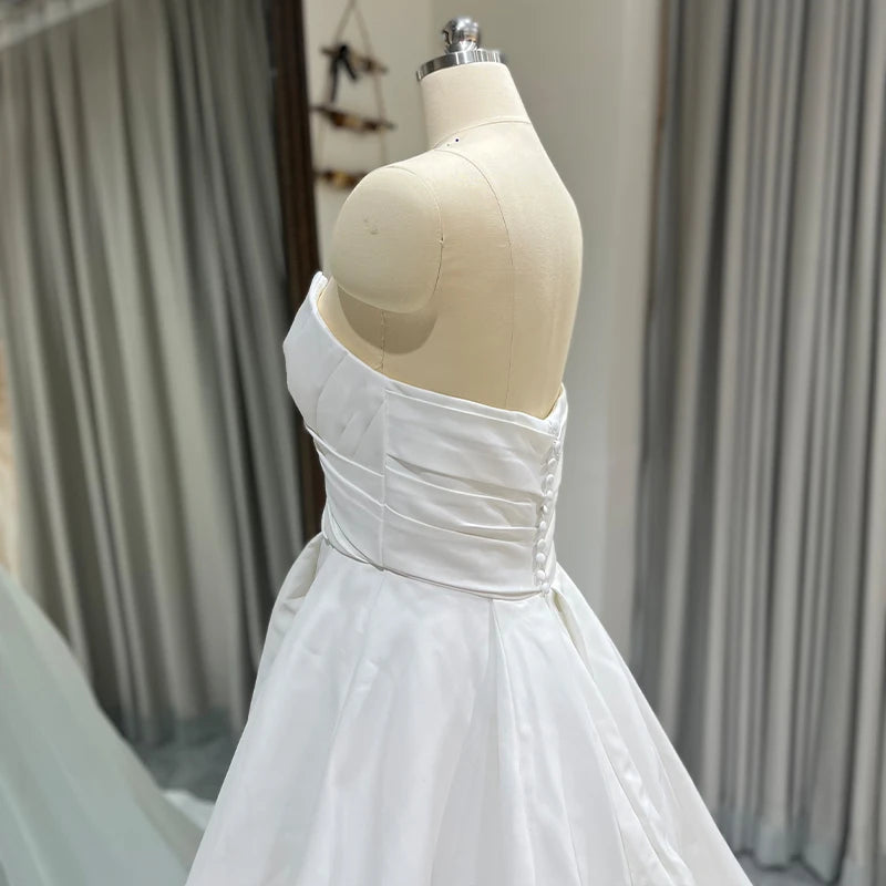 Jancember RL153 Sexy Sweetheart Sleeveless Ruched Chapel Train Backless Wedding Dress
