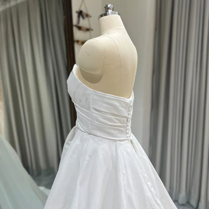 Jancember RL153 Sexy Sweetheart Sleeveless Ruched Chapel Train Backless Wedding Dress