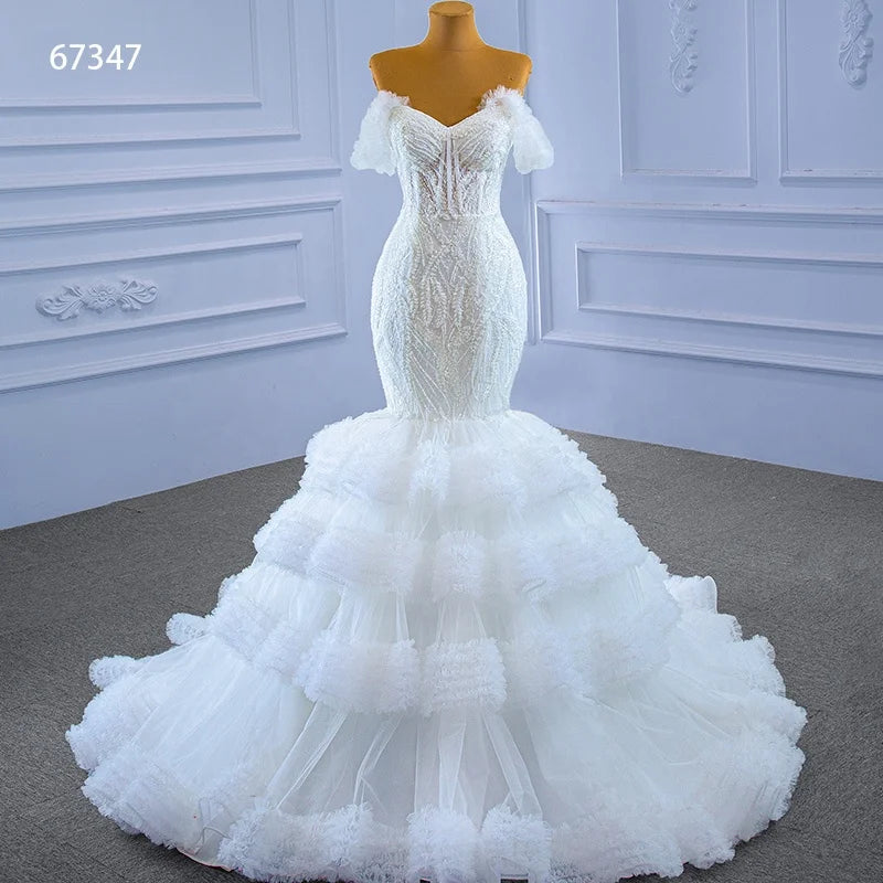 Jancember RSM67347 2021Luxury Mermaid Sleeveless Sweetheart Lace up Wedding Dress