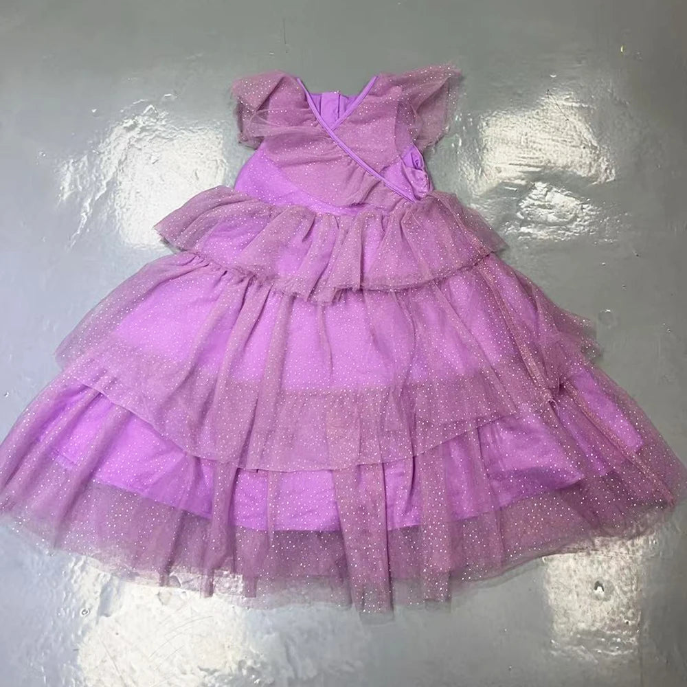2026 Summer Princess Party Gowns Girls ODM-supplied Solid Pattern Kids Women Dress with Lace Length