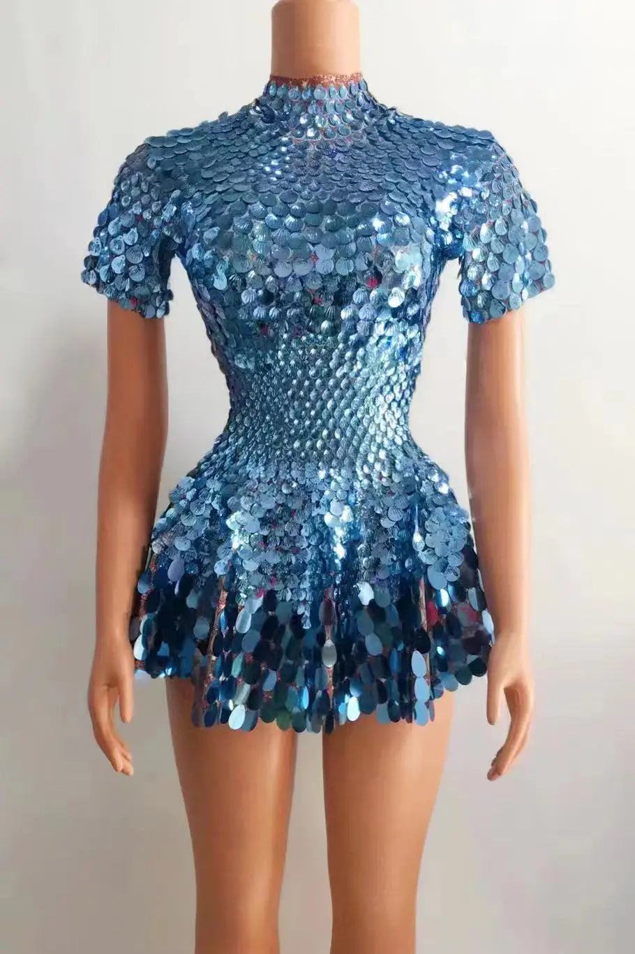 Sparkly a Line Glitter Sequins Birthday Party Gowns Short Prom Dress Dancer Stage Performance Costume Women Sexy Mini Club Dress