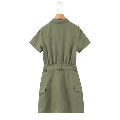 MYST&ZA Women's Clothing 2025 Summer New Style Fashionable Simple Versatile Lapel Short-sleeved Work Dress