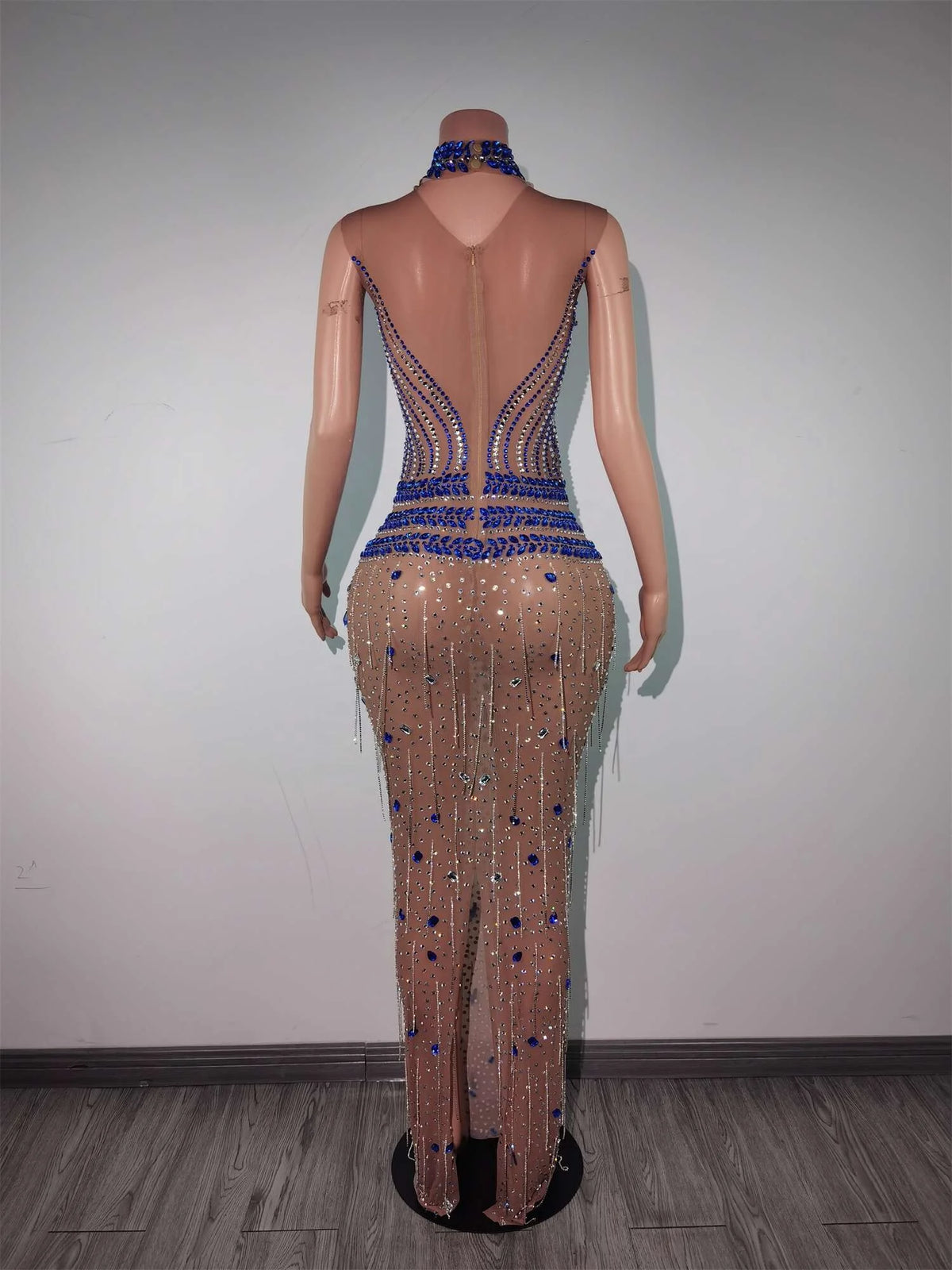 Luxury Fringes Crystal Prom Gown Ladies Sequin Birthday Cocktail Long Dress Women Sexy Diamonds Formal Dinner Evening Dress