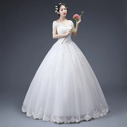 2019 Latest Fashion Design Elegant V Neck Tassel Cap Sleeves Luxury Lace Plus Size Wedding Gown
