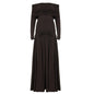 Elegant Casual Solid Color Eco-Friendly Breathable Washable Plain Dyed Maxi Loose Natural Waist Autumn Dress Shoulder Long