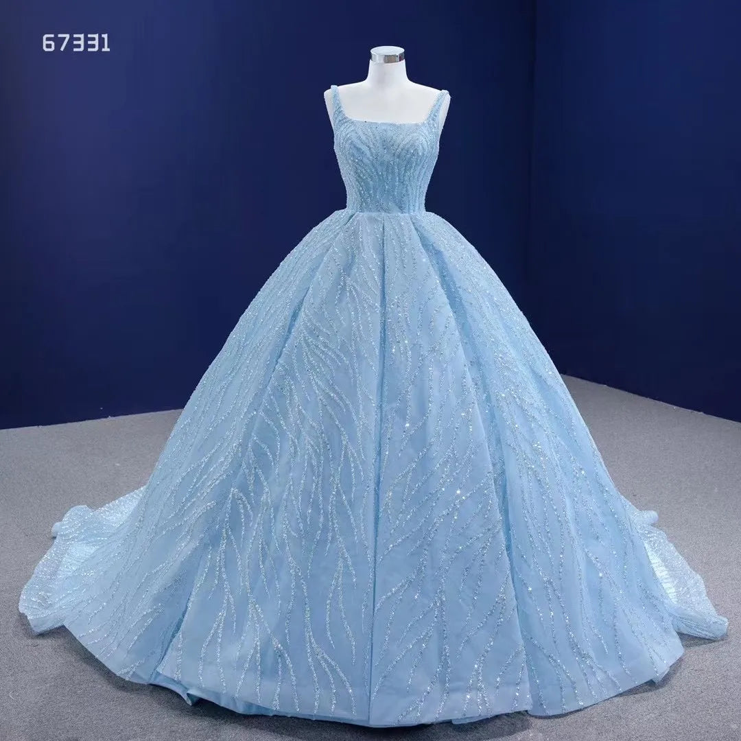 Feishiluo  Luxury Wedding Dresses Blue Bridal Ball Gown Bling Bead Lace Ball Gowns for Women Fashion  Dress Custom Made