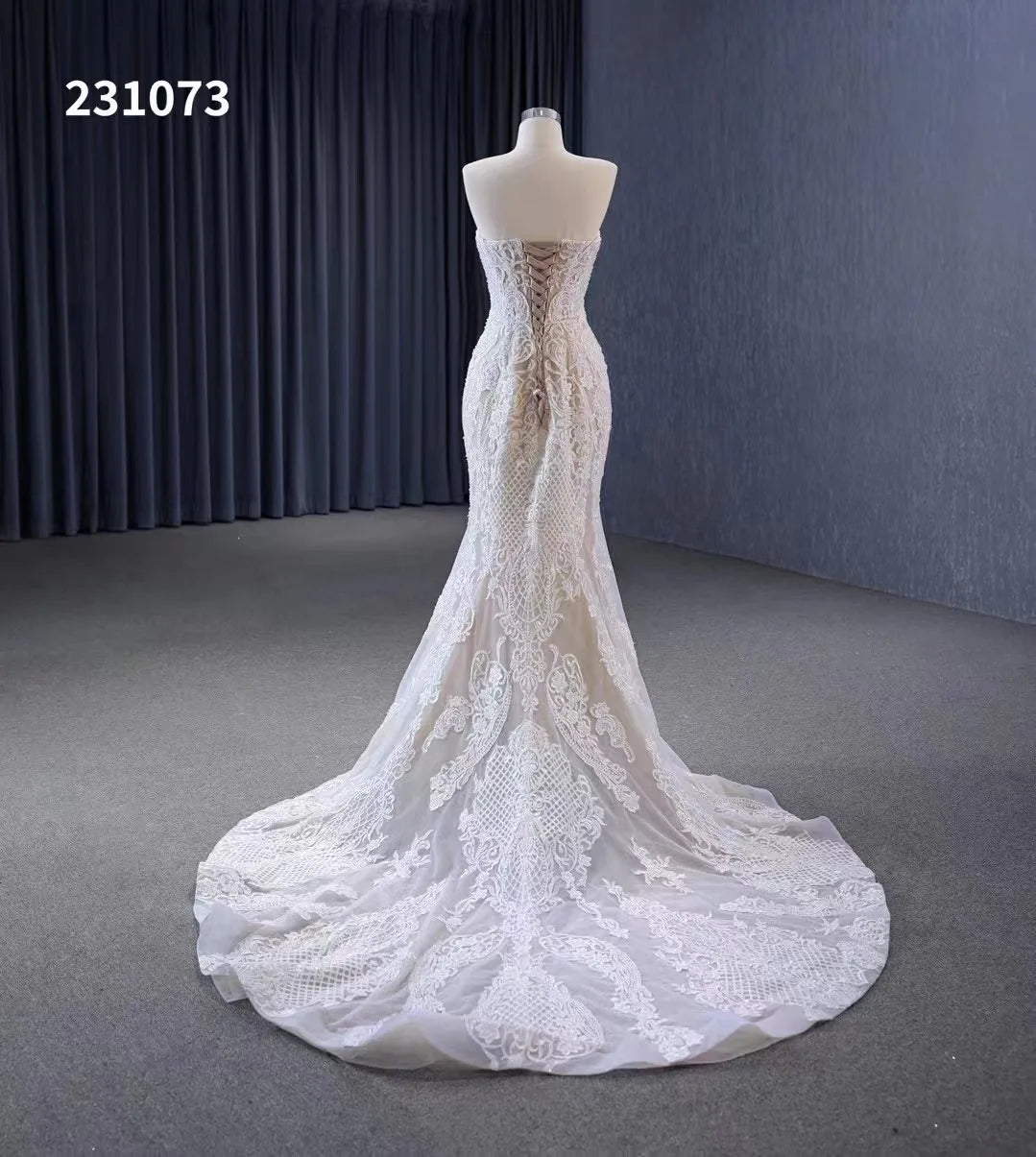 Feishiluo Modern Luxurious Mermaid Wedding Dress All Bead Removable Off-Shoulder with Lace Decoration Appliques and Embroidery
