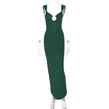 2025 Women Elegant Beach Party Dress V-Neck Sleeveless Bodycon Summer Long Dresses White Backless Maxi Dress