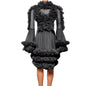 Elegant Pagoda Sleeve Mesh Ruched Ball Gown Lady Wedding Prom Dress Sexy Short Club Party Dress Women Birthday Princess Dress